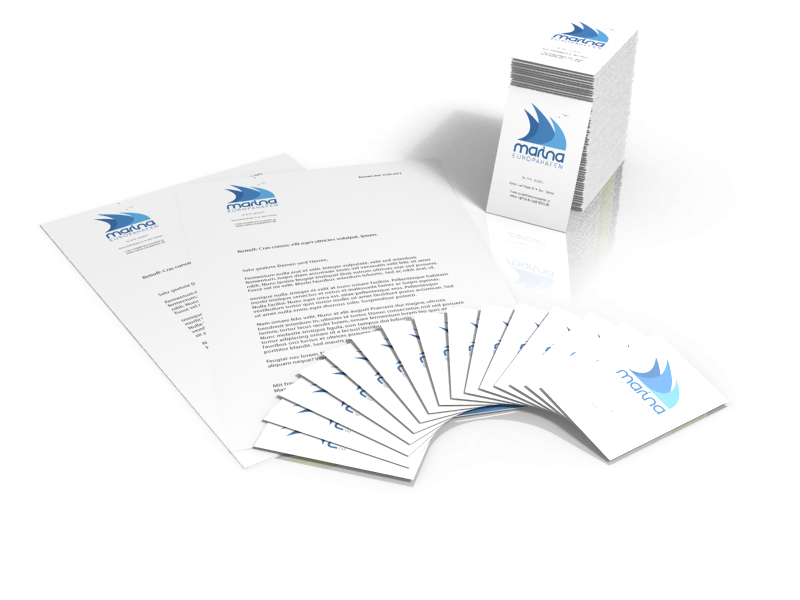 Gestaltung der Geschäftsausstattung der "Marina Europahafen" in Bremen