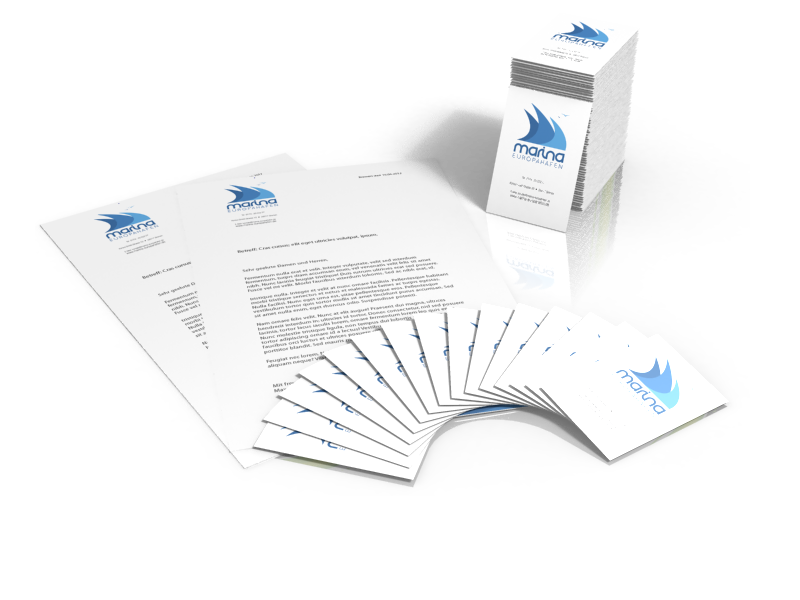 Gestaltung der Geschäftsausstattung der "Marina Europahafen" in Bremen