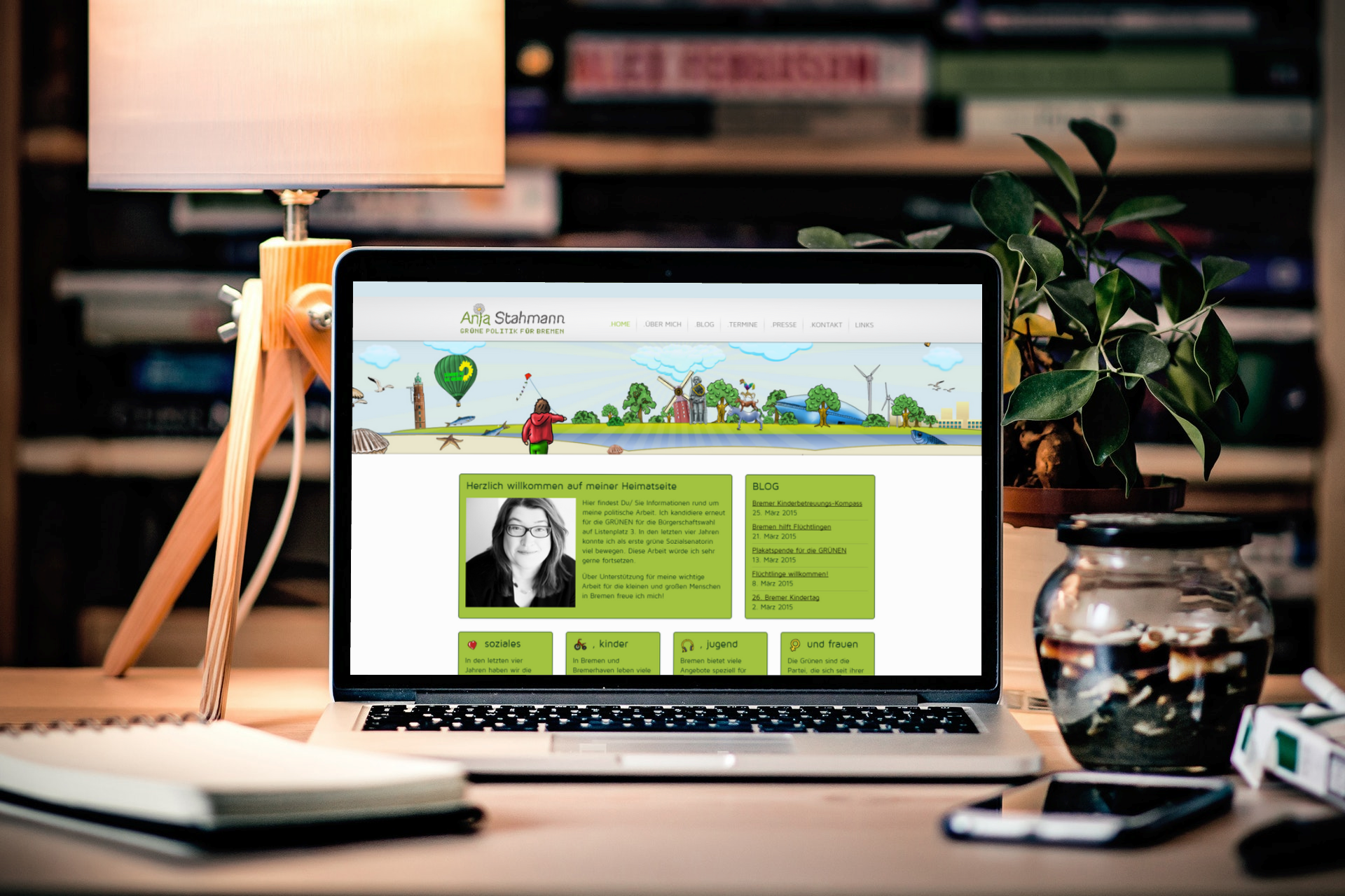Webdesign für die Webseite von Bremens Sozialsenatorin Anja Stahmann